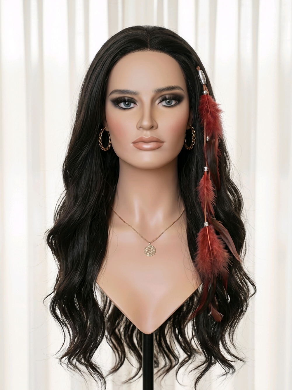 Boho Feather Hair Extension Clip - Brown
